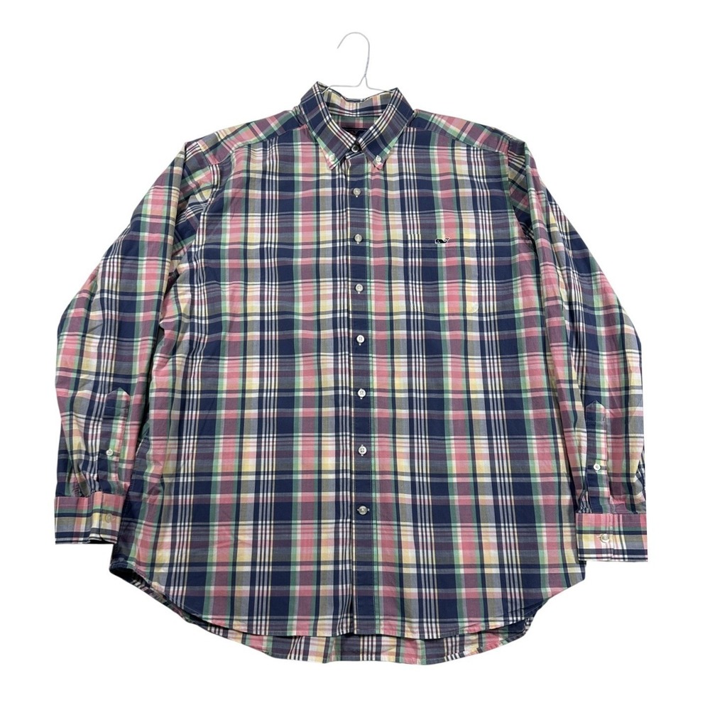 Vineyard Vines Mens XXL Slim Fit Tucker Shirt Pink Green Plaid Button‎ Down
